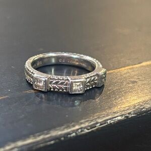 Judith Ripka Silver Ring with Clear Stones